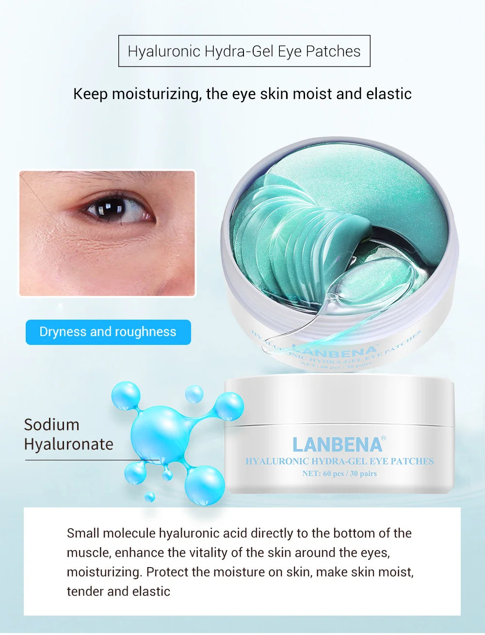LANBENA™ Patchs au Collagène naturel anti-cernes et anti-fatigue oculaire